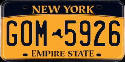 NY license plate GOM5926