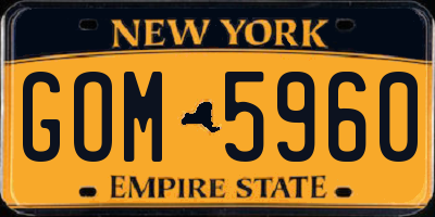 NY license plate GOM5960