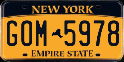 NY license plate GOM5978