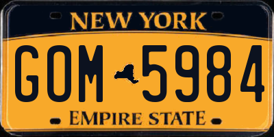 NY license plate GOM5984
