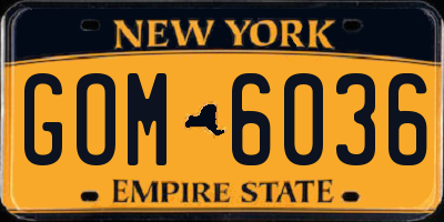 NY license plate GOM6036