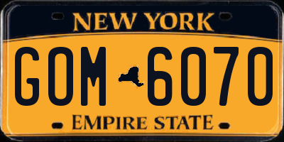 NY license plate GOM6070