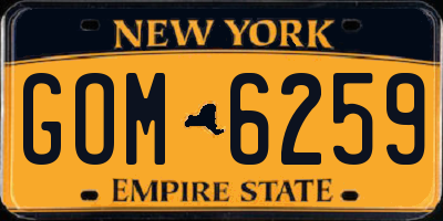 NY license plate GOM6259