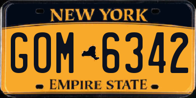 NY license plate GOM6342