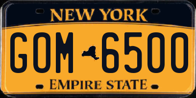 NY license plate GOM6500