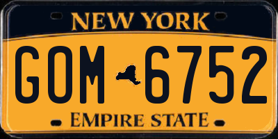 NY license plate GOM6752