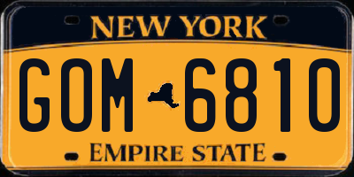 NY license plate GOM6810