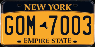 NY license plate GOM7003
