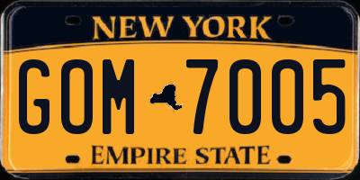 NY license plate GOM7005