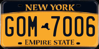 NY license plate GOM7006
