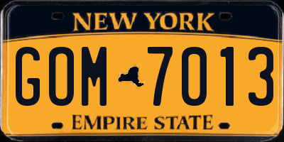 NY license plate GOM7013