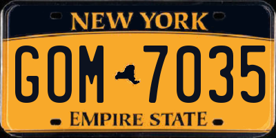 NY license plate GOM7035