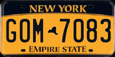 NY license plate GOM7083