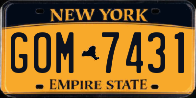 NY license plate GOM7431