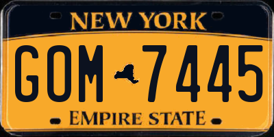 NY license plate GOM7445