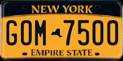 NY license plate GOM7500