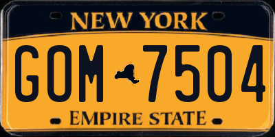 NY license plate GOM7504