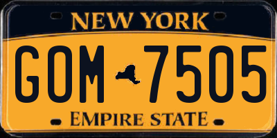 NY license plate GOM7505