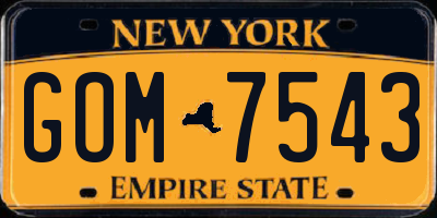 NY license plate GOM7543