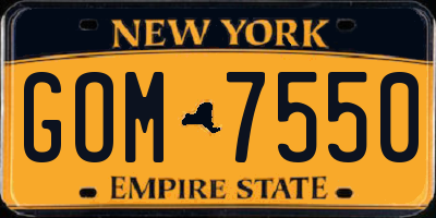 NY license plate GOM7550