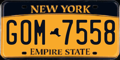 NY license plate GOM7558