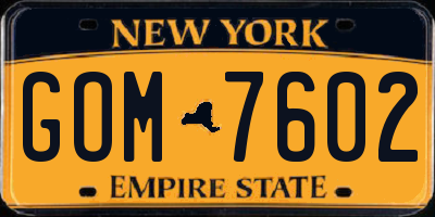 NY license plate GOM7602