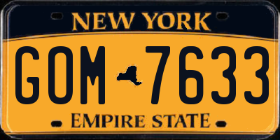 NY license plate GOM7633