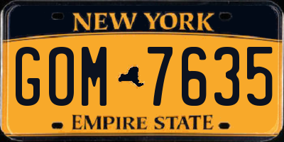 NY license plate GOM7635