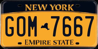 NY license plate GOM7667