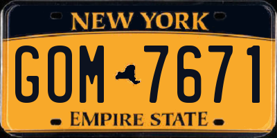 NY license plate GOM7671