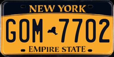 NY license plate GOM7702