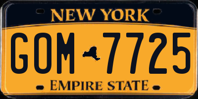 NY license plate GOM7725