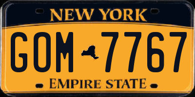 NY license plate GOM7767