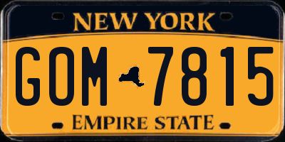 NY license plate GOM7815