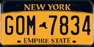 NY license plate GOM7834