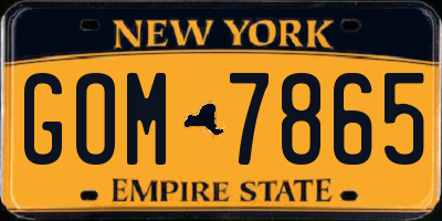 NY license plate GOM7865