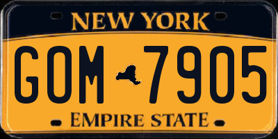 NY license plate GOM7905