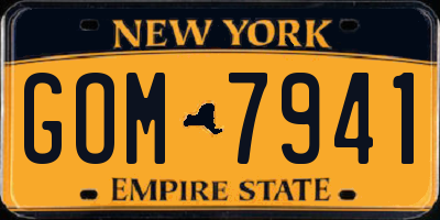 NY license plate GOM7941