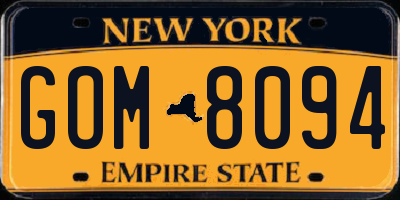 NY license plate GOM8094