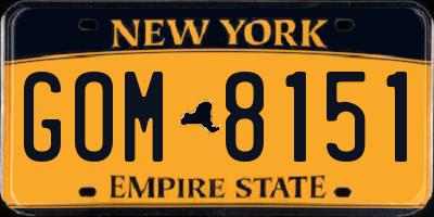 NY license plate GOM8151