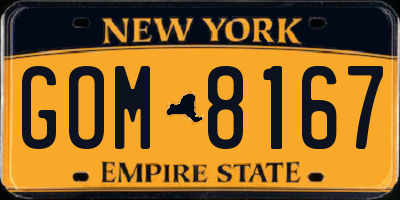 NY license plate GOM8167
