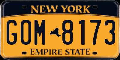 NY license plate GOM8173