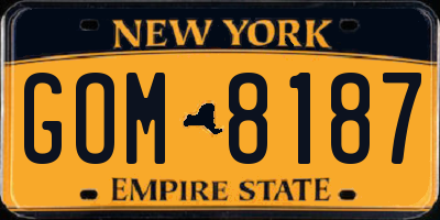 NY license plate GOM8187