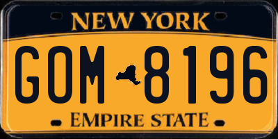 NY license plate GOM8196