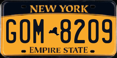 NY license plate GOM8209