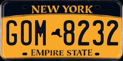 NY license plate GOM8232