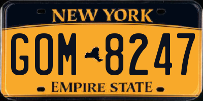NY license plate GOM8247