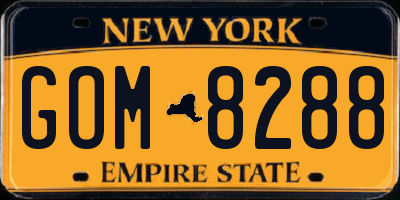 NY license plate GOM8288