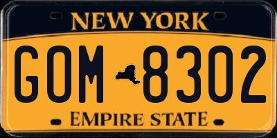 NY license plate GOM8302