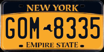 NY license plate GOM8335